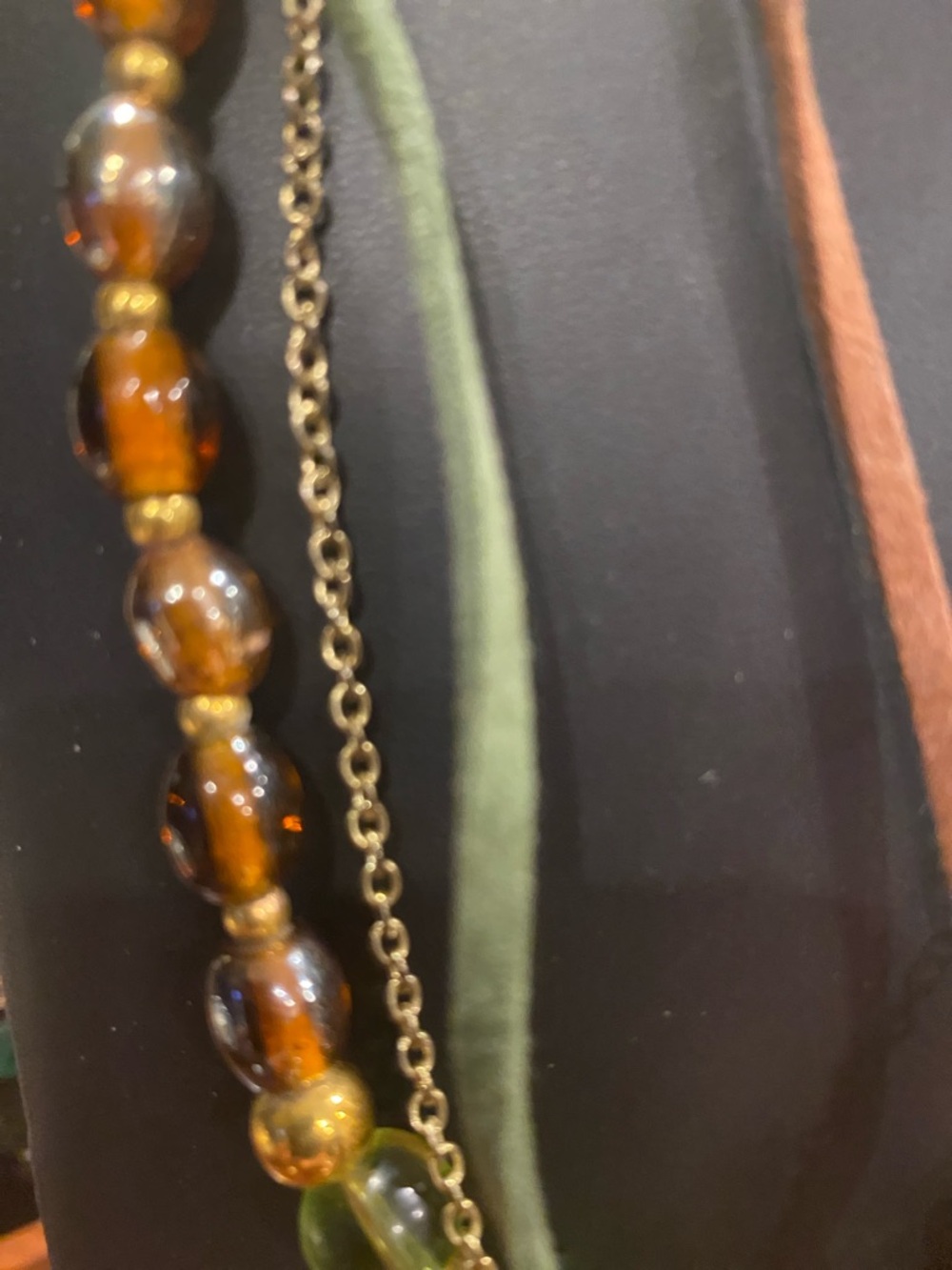 Wacky Item for Challenge Gold-Tone Multi Charm Necklace with Amber color Beads - Picture 10 of 12